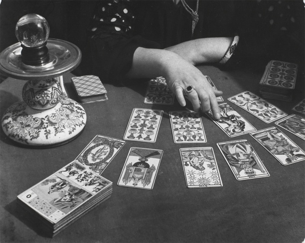 Tarot cards, crystal ball