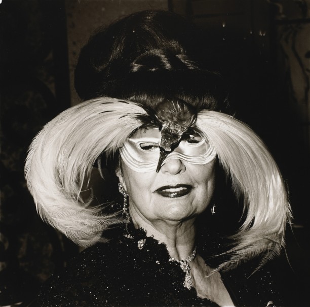 A woman in a bird mask, N.Y.C.