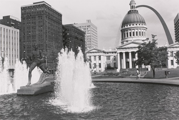 Kiener Memorial Fountain and Runner Statue. Gateway Mall, Saint Louis, Missouri