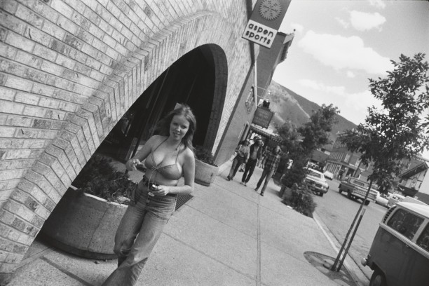 Untitled (Woman in bikini top and jeans, Aspen, Colorado)