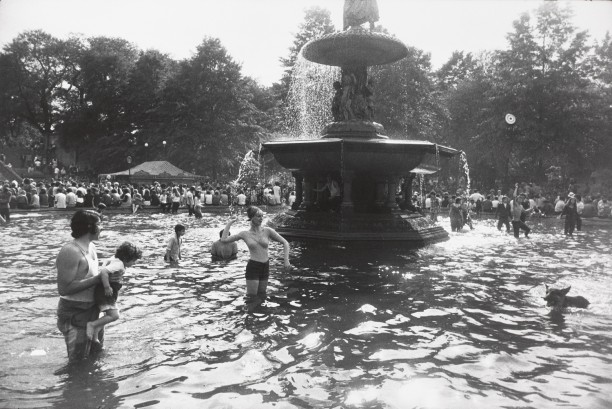 Untitled (People and dog playing in fountain, Central Park)