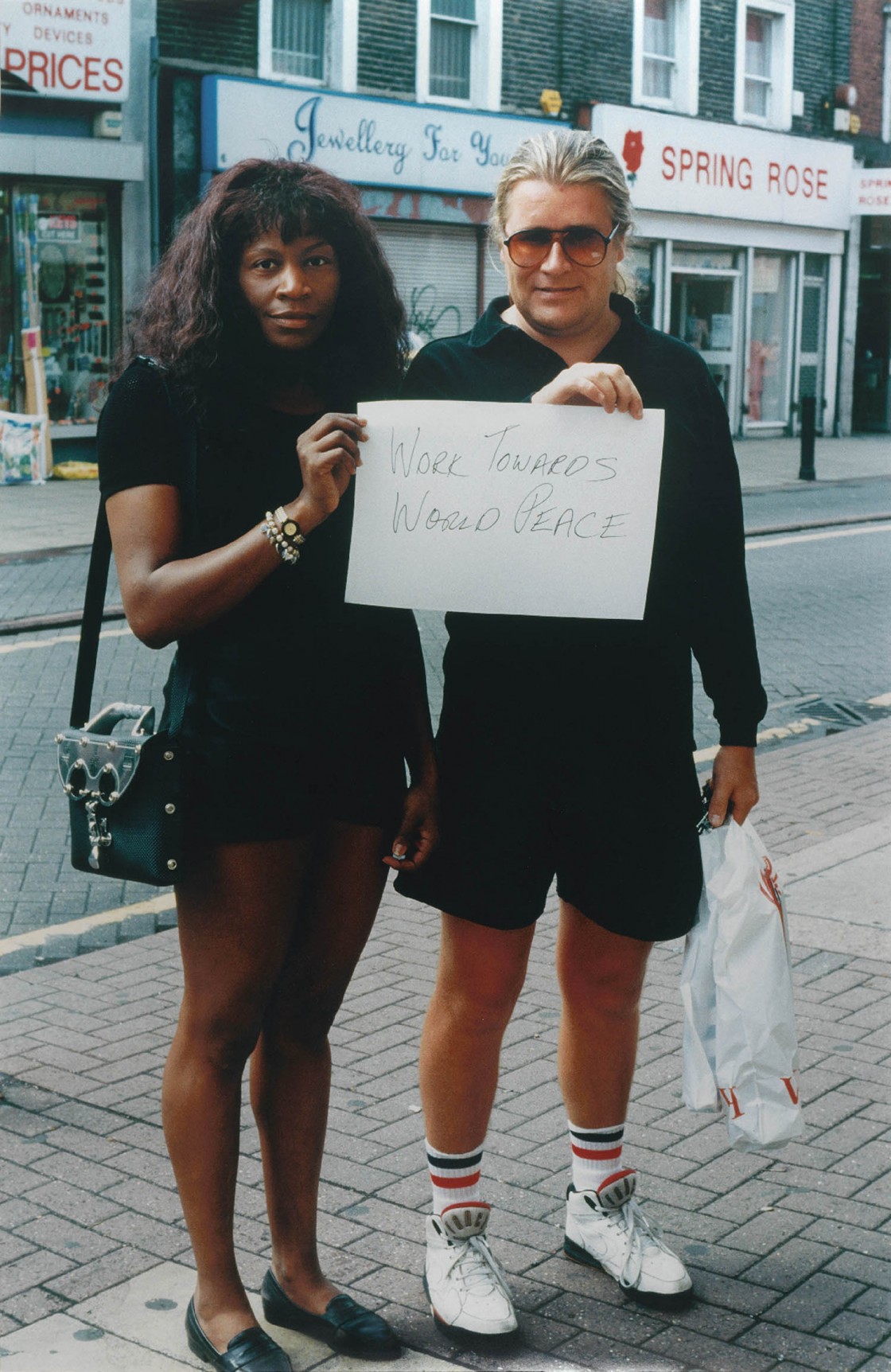 Gillian Wearing, Work Towards World Peace - Signs that&nbsp;say what you want them to say and not&nbsp;signs that say what someone else wants&nbsp;you to say,&nbsp;1992-1993&nbsp;R-type color print.