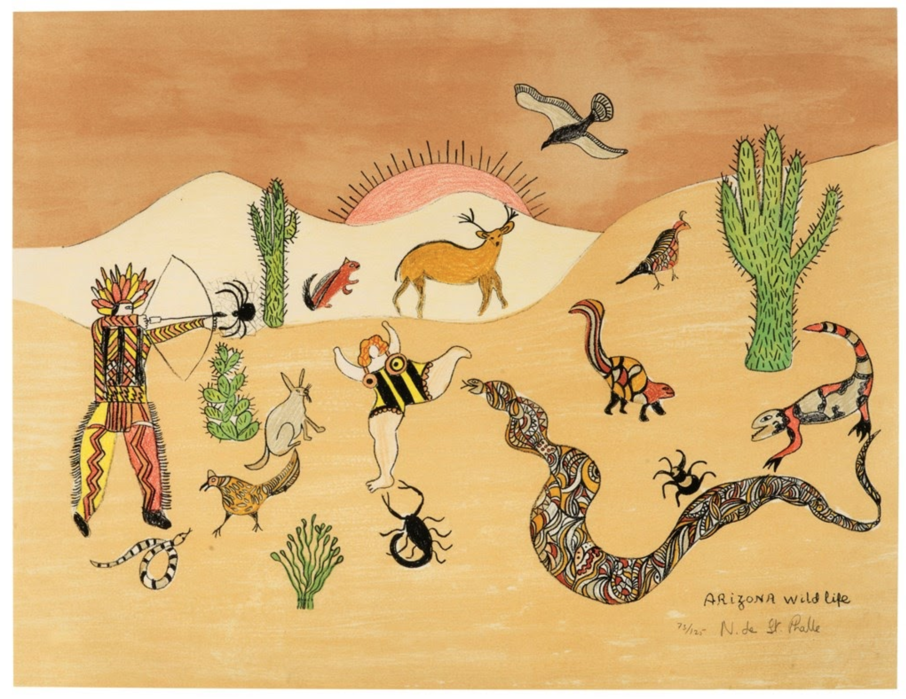 Niki de Saint Phalle, Arizona Wildlife, 1982, Lithograph.