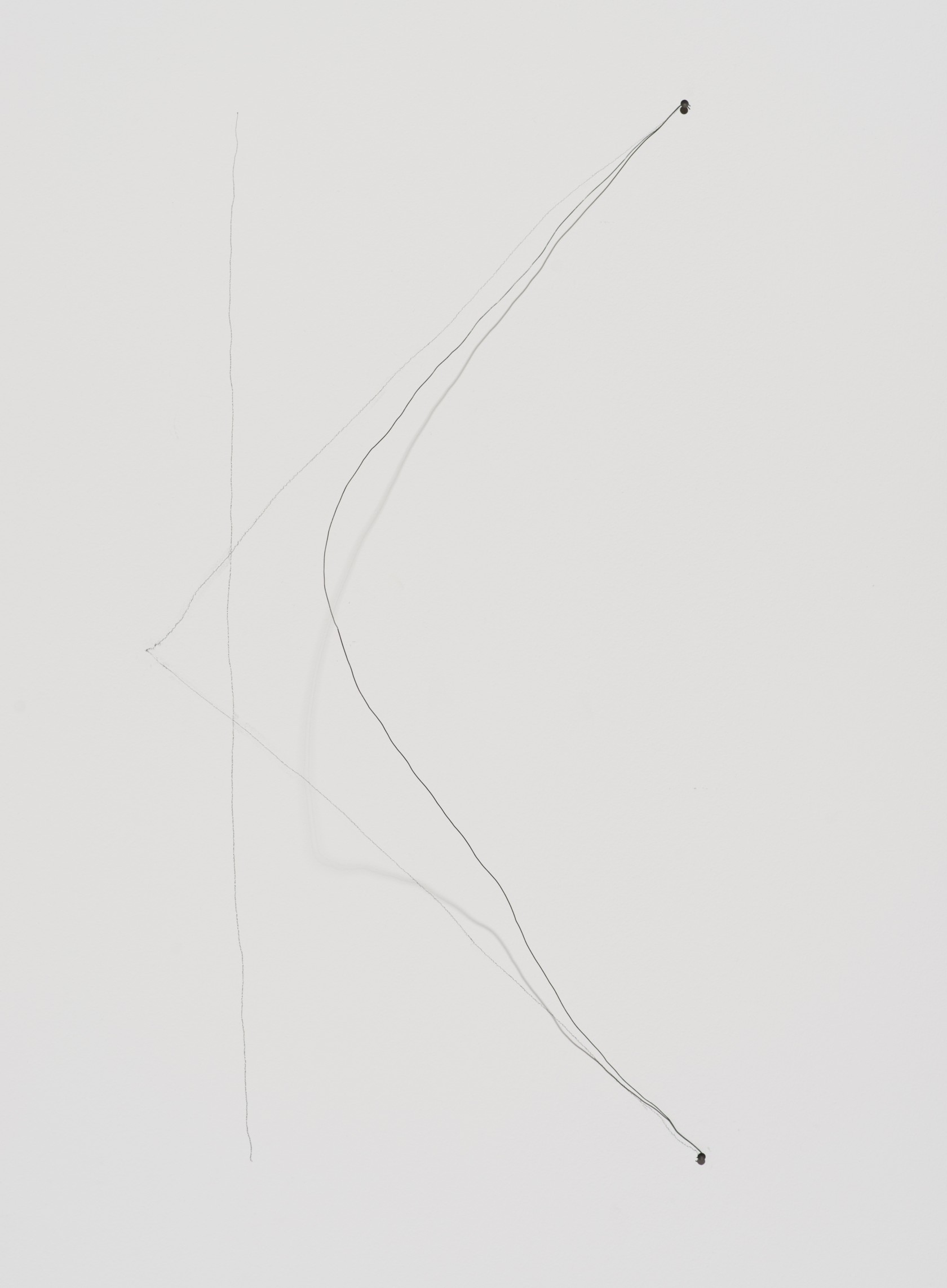 Richard Tuttle, 44th Wire Piece, 1972, wire, template for pencil line, overall 38 1/8 x 19 1/4 x 9 1/4 in. (119.4 x 55.9 x 28.6 cm); wire approx. 58 in. The Museum of Contemporary Art, Los Angeles. Gift of Lannan Foundation.