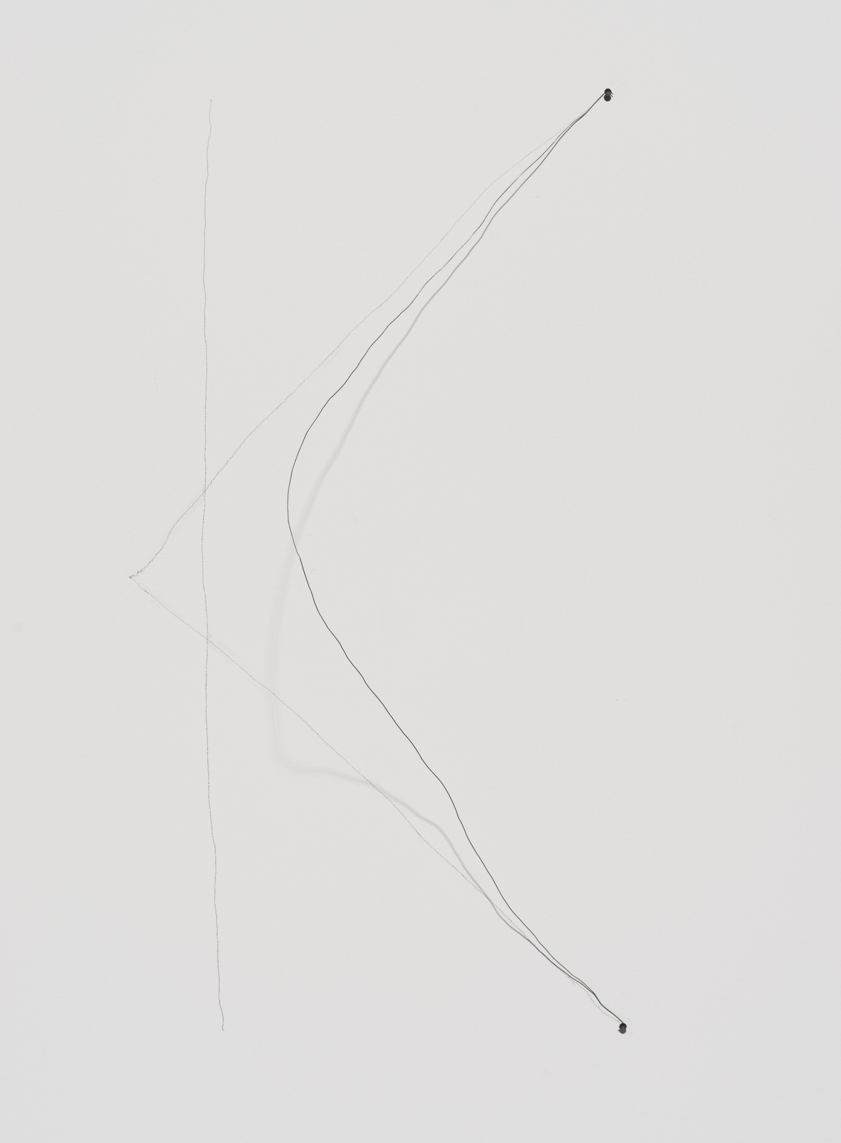 Richard Tuttle, 44th Wire Piece, 1972, wire, template for pencil line, overall 38 1/8 x 19 1/4 x 9 1/4 in. (119.4 x 55.9 x 28.6 cm); wire approx. 58 in. The Museum of Contemporary Art, Los Angeles. Gift of Lannan Foundation.