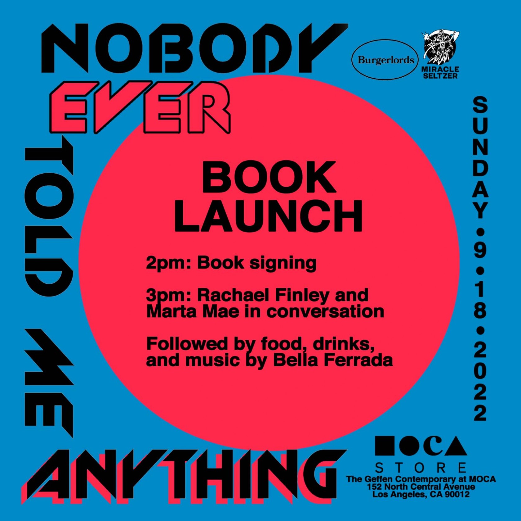 MOCA Store Book Launch: Nobody Ever Told Me Anything by Racheal Finley